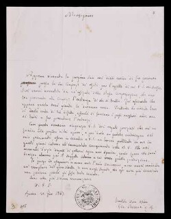 Lettera di Perrone, Giovanni a Peruzzi, Agostino