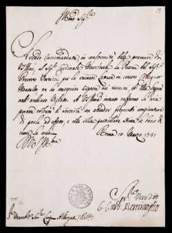 Lettera di Bentivoglio, Marco Cornelio a Albergati Capacelli, Luigi