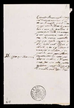 Lettera di Bentivoglio, Marco Cornelio a Riccardi, Francesco